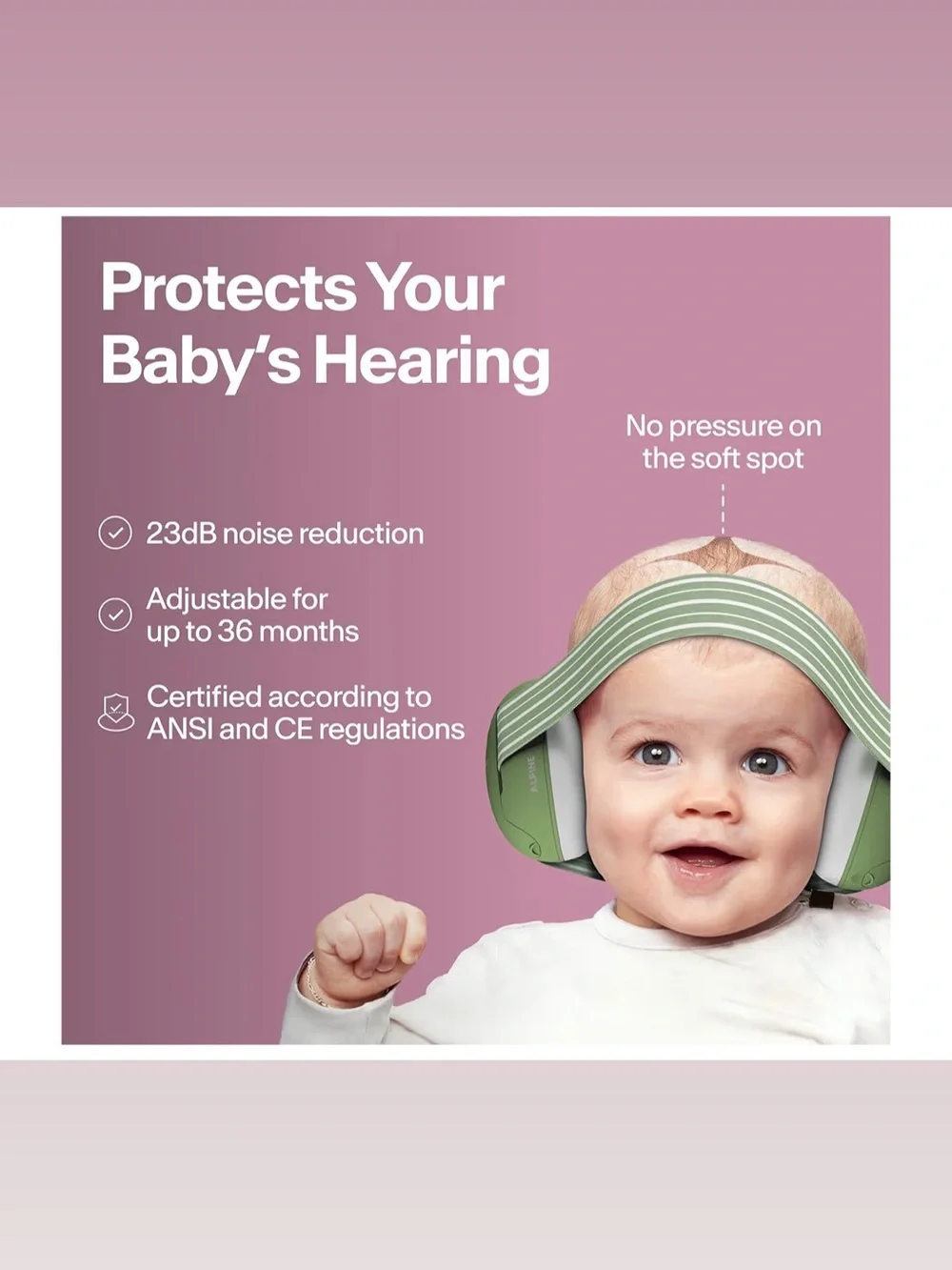 Alpine MuffyBaby Infant Hearing Protectors in Pink and Gray